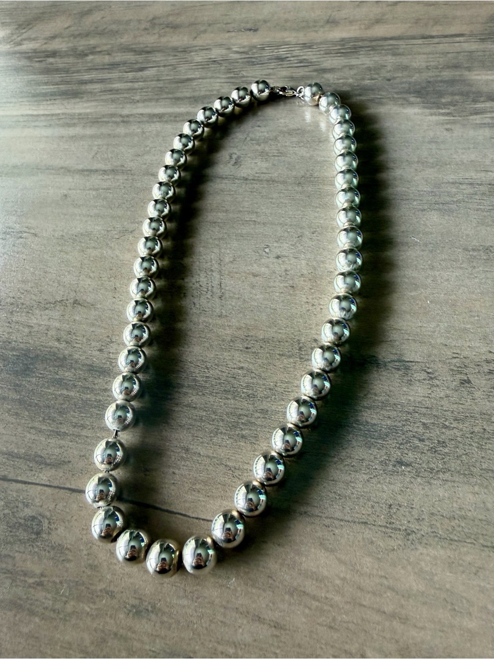 Tiffany & Co. Polished Silver Bead Necklace